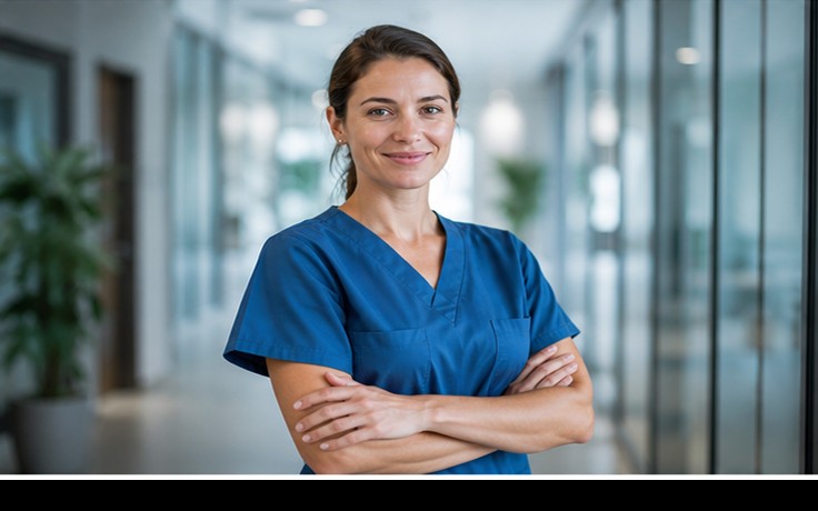 Cadru medical într-un spațiu clinic