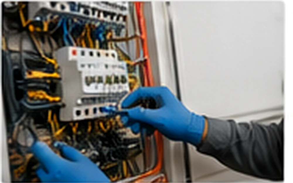 Electrician care verifică un circuit electric